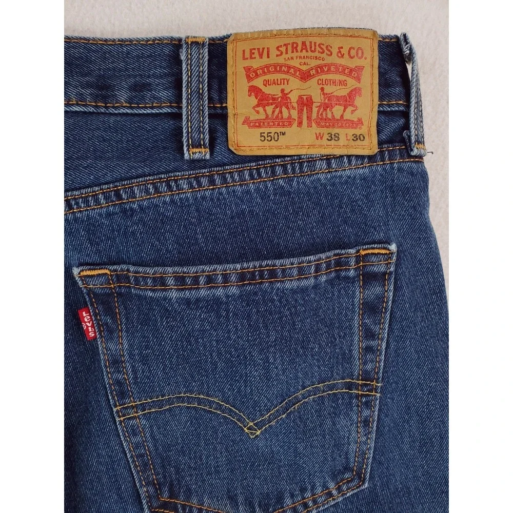 Levis 550 Jeans Mens 38x30 Blue Relaxed Tapered Work Pants Baggy 90s Y2K Dark